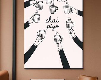 Chai Piyo Art Print: Minimalist South Asian Tea Decor (PDF)