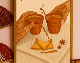 Desi Aesthetic Print | Henna Hands, Chai Cups, Samosas (Digital Download)