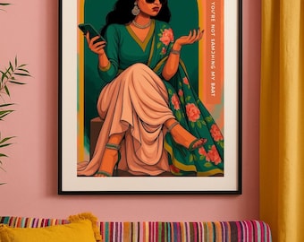 Desi Diva Glam Humor Art Print: South Asian Wall Decor (PDF, JPG, PNG)