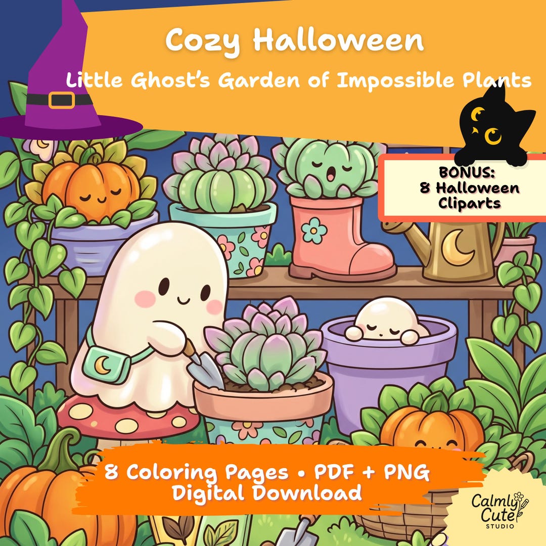 Cute Ghost Coloring Pages | Magical Garden Halloween Printable With 8 ...