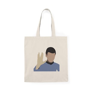 Minimalist Spock Tote Bag | Star Trek-Inspired Canvas Bag | Vulcan Salute | Geeky Gift for Trekkies | Sci-Fi Convention Accessory