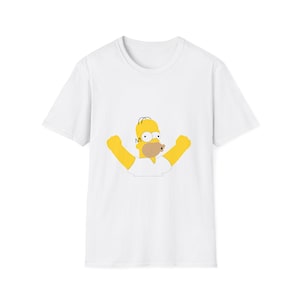 Homer Simpson-T-shirt | T-shirt met grappige cartoon | Minimalistisch popcultuurshirt | Uniseks retro tv-shirt | Cadeau voor Simpsons-fans