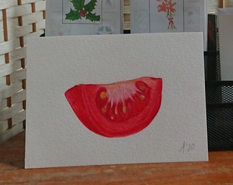 Tomato pencil drawing on A5 paper, unmounted still life, cards or prints to order