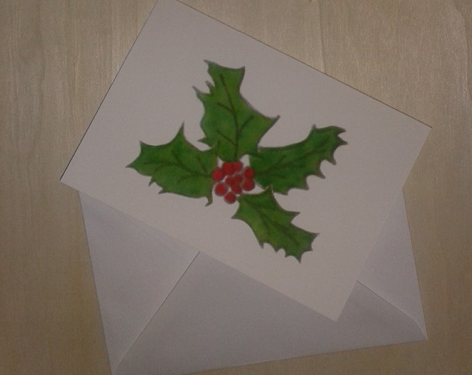 Holly blank inside Christmas note card