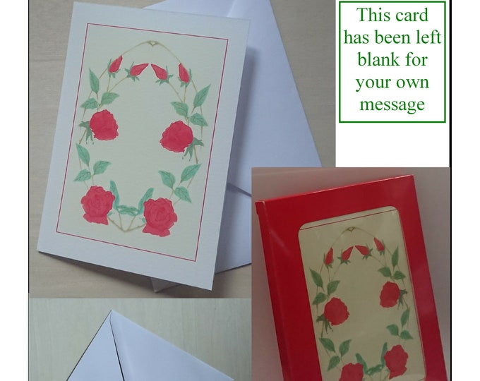 Rose Bower blank inside Valentine flower card, letterbox gift