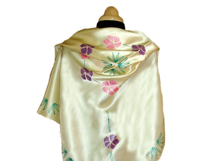 Floral square silk scarves hand painted in three colourways