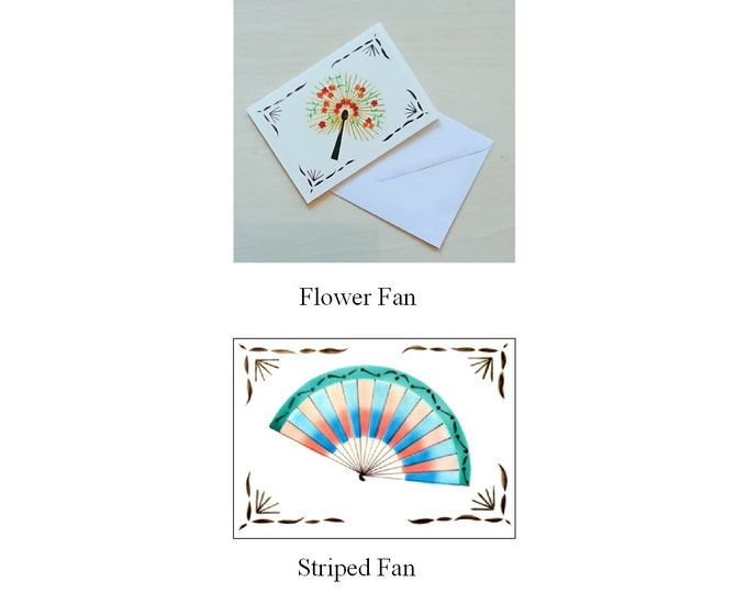 Flower fan card and striped fan blank inside note card