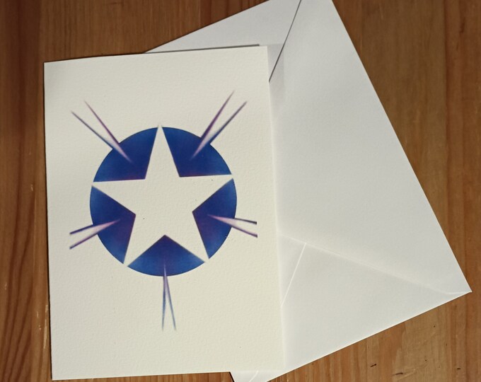 Blue Star blank inside Christmas card