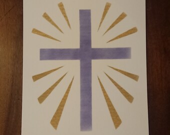 Limited edition prints, Cross with Gold Rays, A4