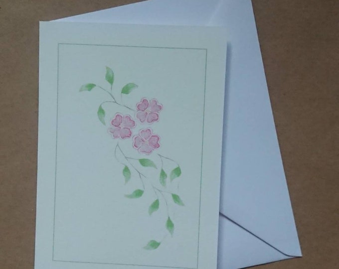 Spray of Flowers, cards and 4 hand coloured limited-edition prints, artist proof of pink flower picture