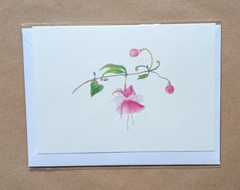 Fuchsia card and original art, prints to order