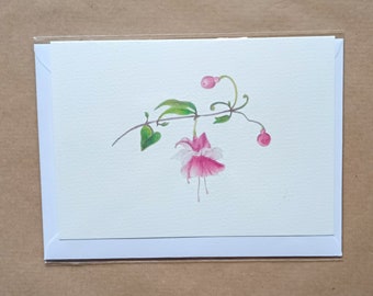 Pink Fuchsia card and original art, prints to order