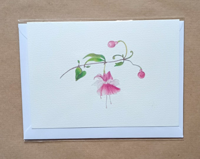 Pink Fuchsia card and original art, prints to order