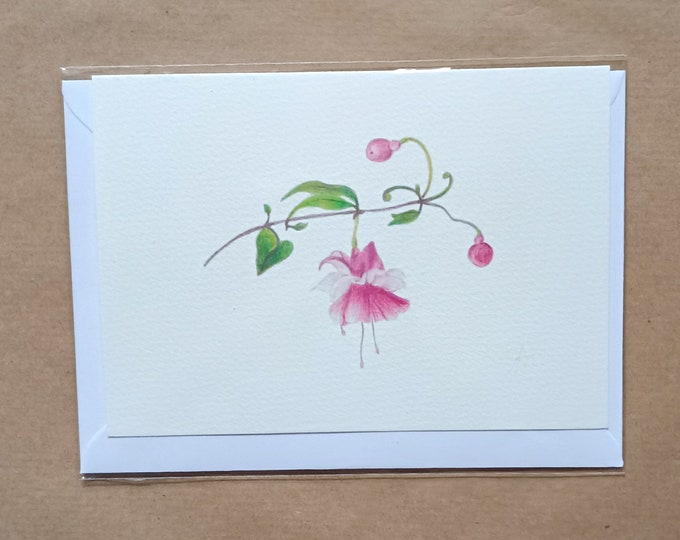 Fuchsia card and original art, prints to order