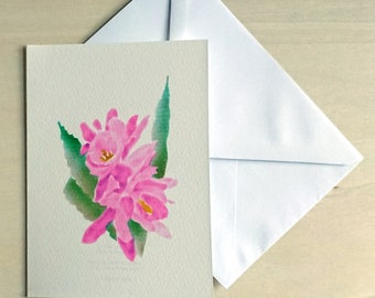 Christmas Cactus pink traditional festive flower blank inside card