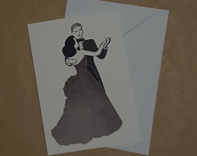 Let's Dance ballroom dancers card, blank inside