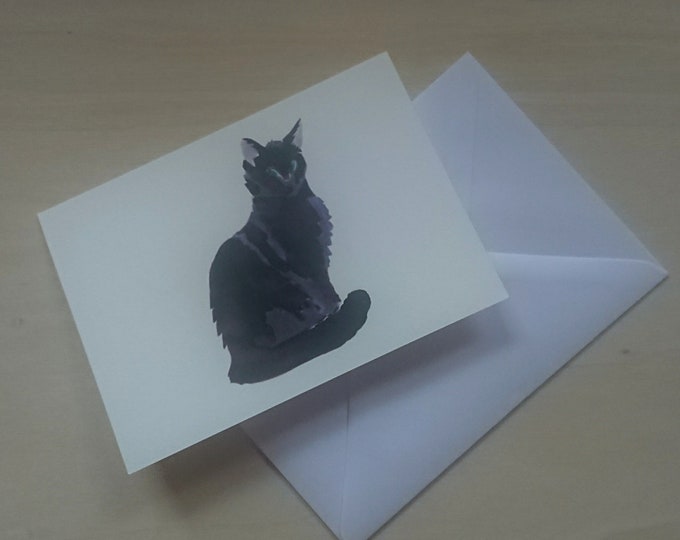 Henrietta, black kitten cat blank inside card