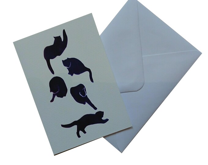 Cats card, good luck card, black cats