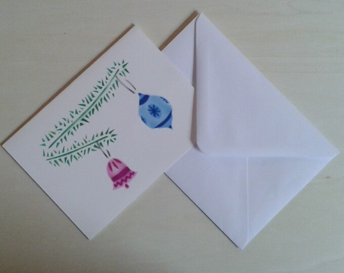 Christmas bauble decorations Christmas card blank inside