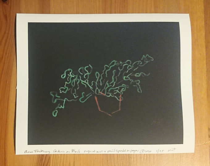 Cactus on Black, card, print or original art