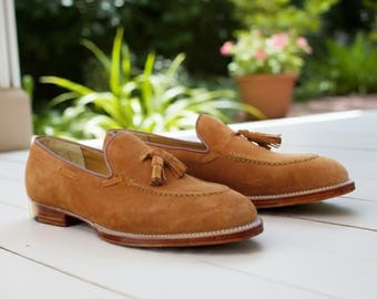 Handgemaakte suède loafers met kwastjes - bruinbruine instappers
