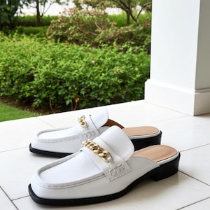 backless dress shoes for women HAOTAGS Backless Heels Women,Pointy Toe Dress Casual Party Shoes White