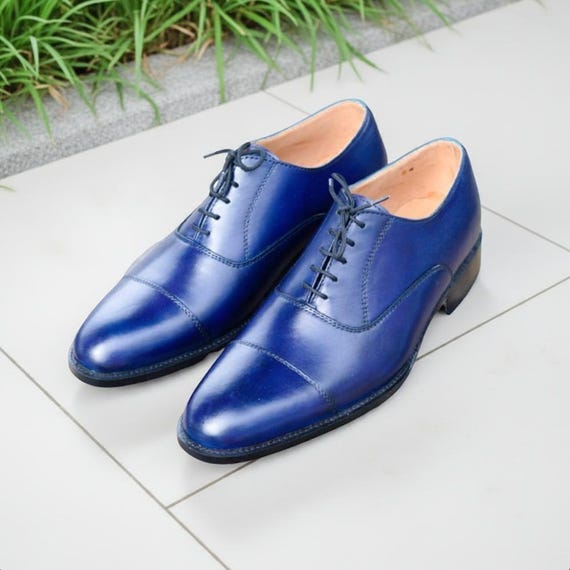 Leather Dress Blue Leather Oxfords Royal Blue Oxford Formal Shoes