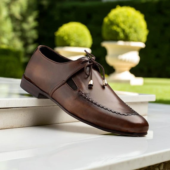 brown designer dress shoes men Leather for - Handmade Lace-up Formal Shoes dark brown dress shoes men