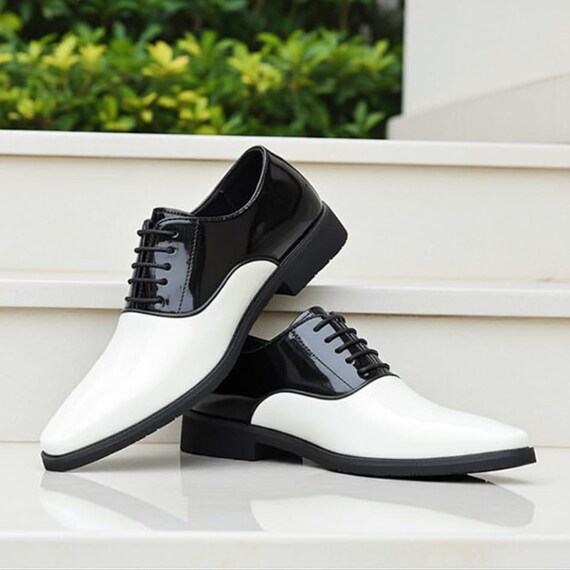 men's black and white dress shoes Made from premium PU leather Allen Edmonds Park Avenue 2.0