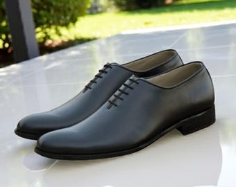 Black Wholecut Oxford Shoes Men Handmade Leather Formal Dress Shoes Luxury