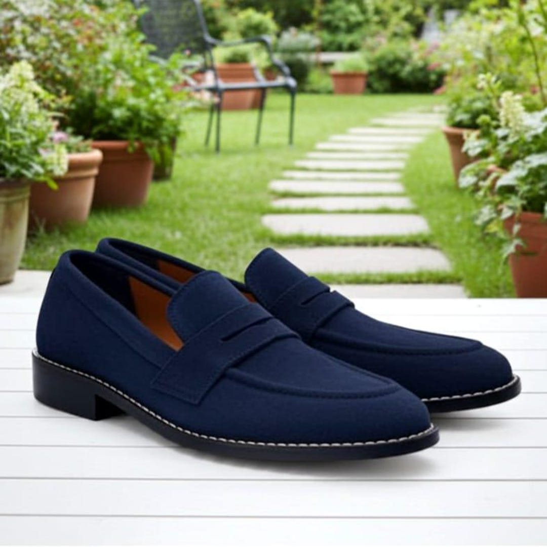 Men\'s Blue Suede Penny Loafers 100% authentic Men main image 2