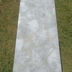 White Crystal Quartz Table Top, Custom Quartz Slab, Home Decor