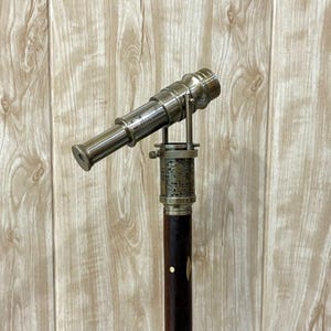 Nautical Brass Engraved 1920 Dollond ~ London Marine Victorian Telescope ~ Direction Compass On Top Spyglass Steampunk Handmade Walking Cane