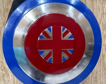 Handmade Captain Carter Shield – Metal Cosplay Prop with Leather Belts