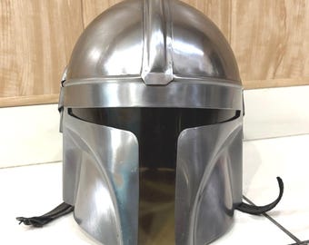 Średniowieczny hełm Mandalorian - kostium rycerza wojownika na Halloween, skórzany wewnętrzny hełm z filmu "Gwiezdne Wojny", najlepszy prezent