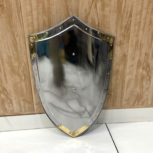 Medieval Personalized Etching Shield - Crusader Larp Armor Knight Shield Reenactment Role Play Cosplay 18 Gauge Steel Shield - Gift Item