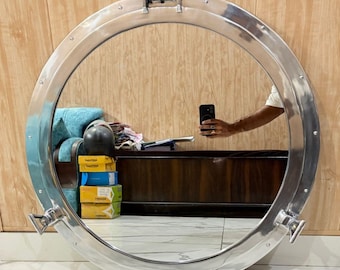 Handmade Chrome Finish Aluminum Porthole – Nautical Wall Mirror, Home Decor