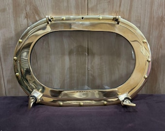 Handmade Brass Finish Porthole Mirror: Nautical Maritime Wall Hanging