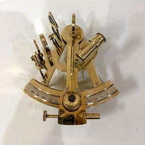 Nautical 4 inch Marine Pure Brass ~ Finish Sextant Navigation Collectible With Telescope Sextant Maritime Decor Surveying Instrument Sextant