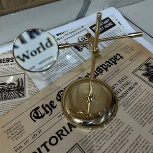 Nautical Solid Brass Adjustable Magnifying Vintage Maritime Desk Decor, Antique Style Tabletop Glass on Adjustable Stand Magnifier Gift Item