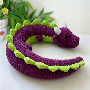 Sleeping Dragon Crochet Pattern | Amigurumi Neck Pillow Plush (PDF)