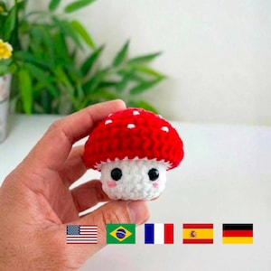 Quick Mini Mushroom Crochet Pattern | 15-Minute Scrap Yarn Project | Amigurumi Toadstool PDF