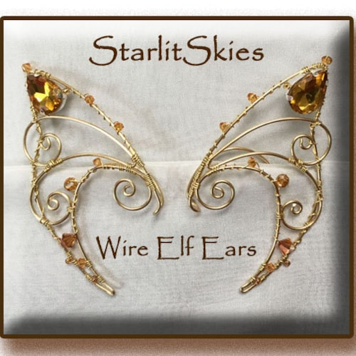 Wire Elf Ears Crafted in Brass Wire and Clear Swarovski Etsy