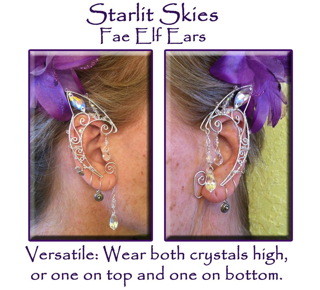 Wire Fae Elf Ears with versatile crystals Etsy