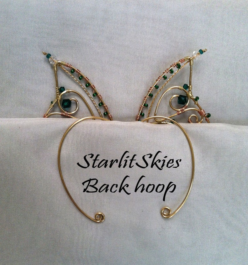 Wire Elf Ears With Green Crystals in Brass Etsy