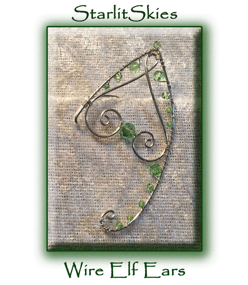 Peridot Crystal Wire Elf Ears in Sterling Silver