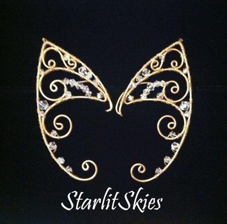 Wire Fairy Elf Ears in Brass with Swarovski Crystals Etsy