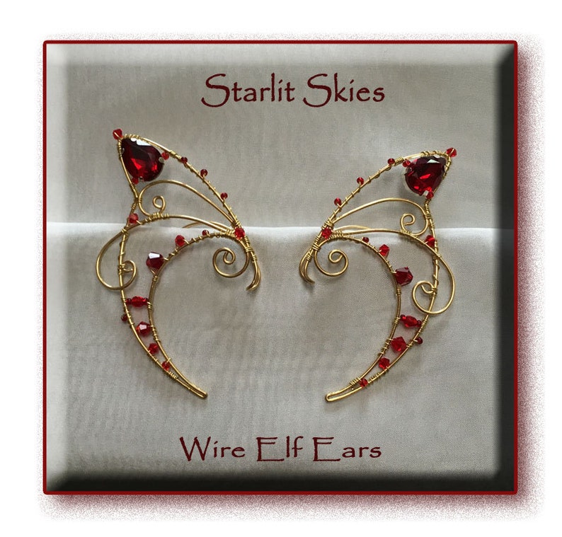 Wire Elf Ears in Brass Wire With Red Crystals Etsy