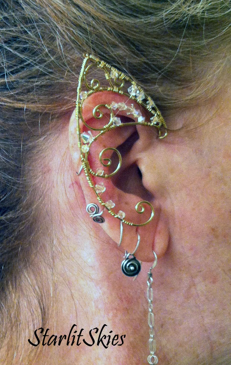 Wire Fairy Elf Ears in Brass with Swarovski Crystals Etsy