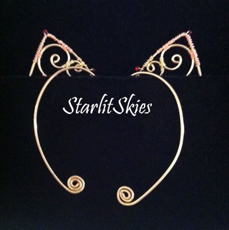 Curley Brass Wire Elf Ears with Red Swarovski Crystals Etsy